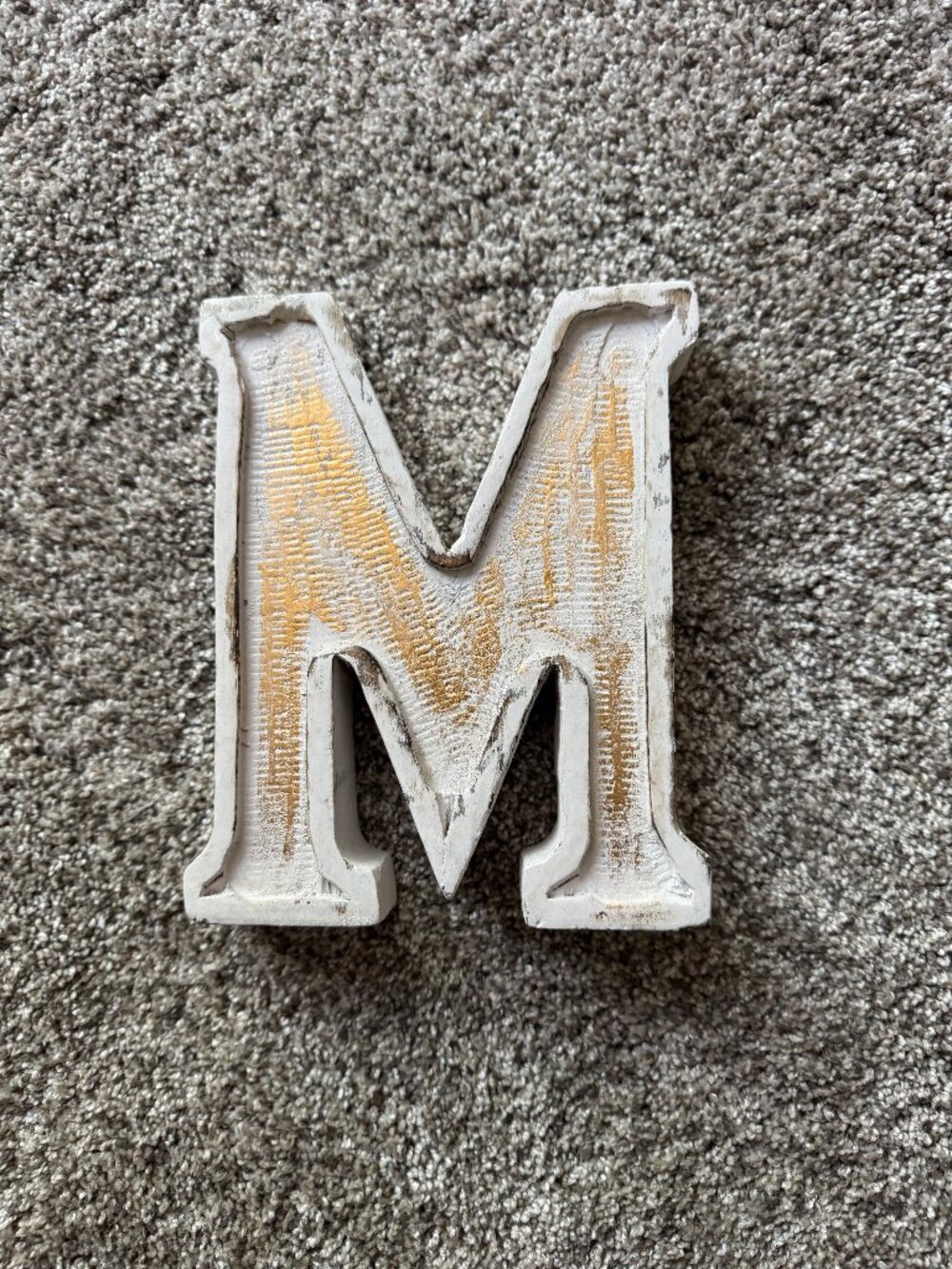 Decorative Letter M Gold and White Home Office Desk Room Decor 8" High NEW